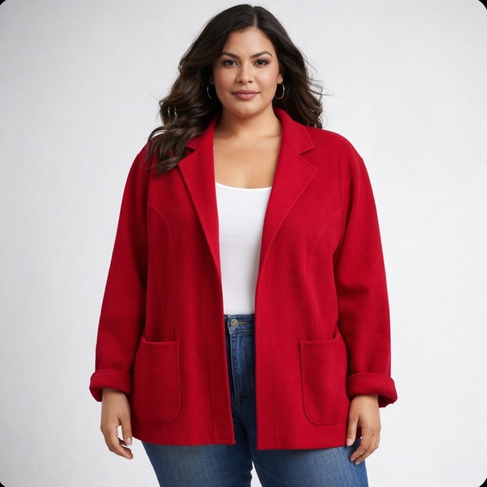Talbots NWT Open Blazer Jacket 100% Wool Warm Career Casual Red Size 16W